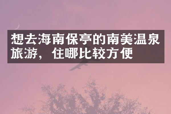想去海南保亭的南美温泉旅游，住哪比较方便