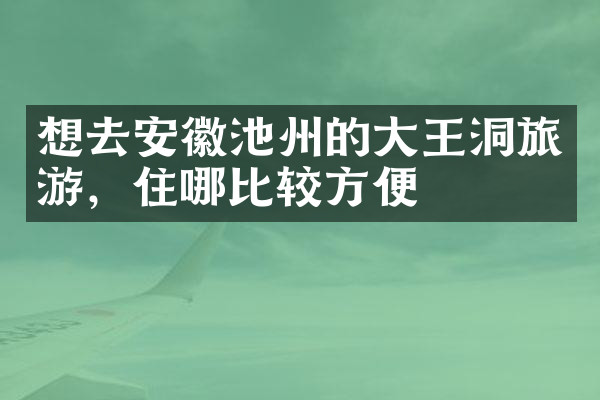 想去安徽池州的大王洞旅游，住哪比较方便