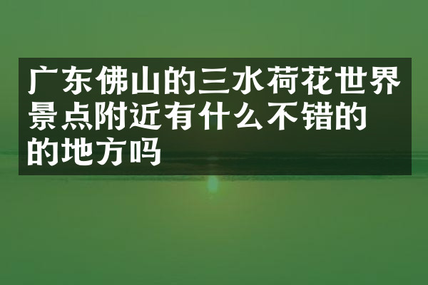广东佛山的三水荷花世界景点附近有什么不错的住的地方吗