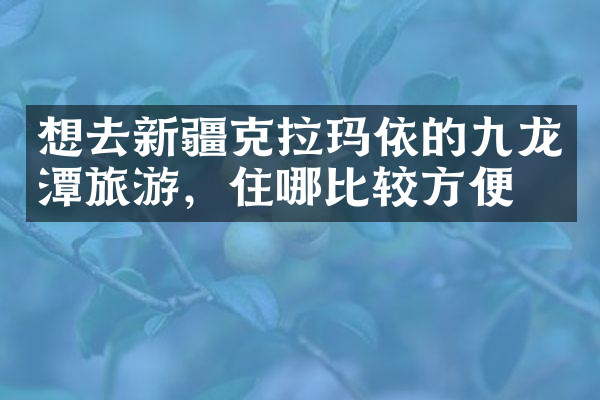 想去新疆克拉玛依的九龙潭旅游，住哪比较方便