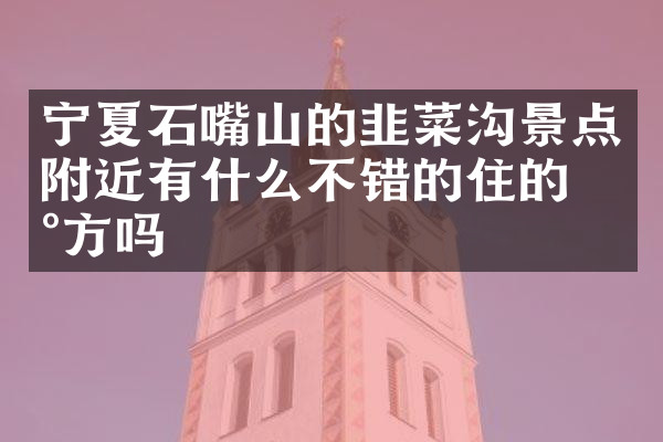 宁夏石嘴山的韭菜沟景点附近有什么不错的住的地方吗