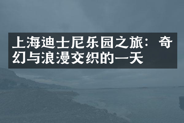 上海迪士尼乐园之旅：奇幻与浪漫交织的一天