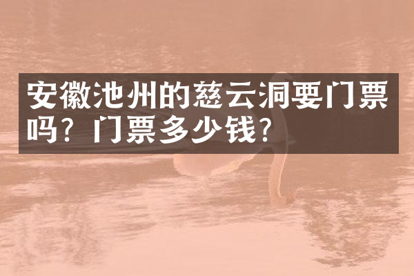 安徽池州的慈云洞要门票吗？门票多少钱？