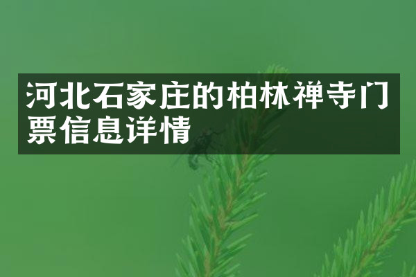 河北石家庄的柏林禅寺门票信息详情