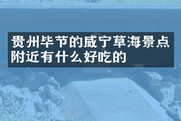 贵州毕节的威宁草海景点附近有什么好吃的