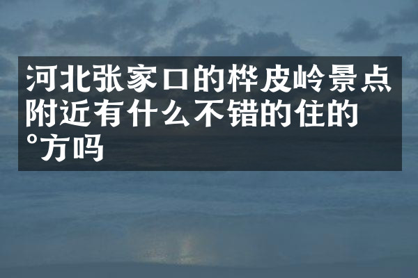 河北张家口的桦皮岭景点附近有什么不错的住的地方吗