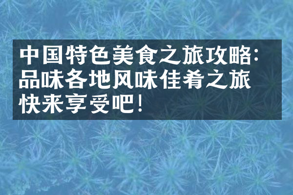 中国特色美食之旅攻略：品味各地风味佳肴之旅！快来享受吧！