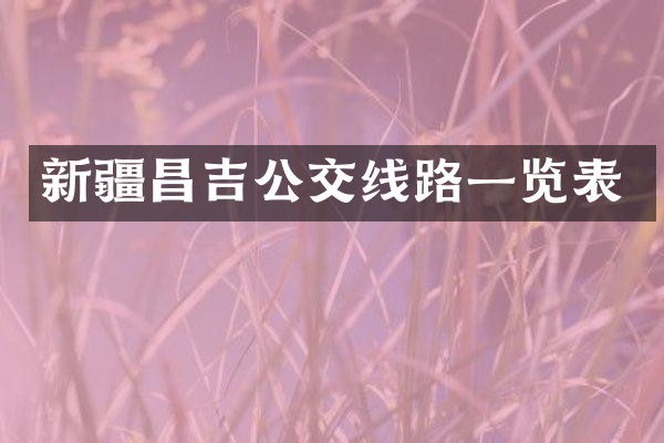 新疆昌吉公交线路一览表