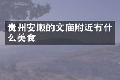 贵州安顺的文庙附近有什么美食