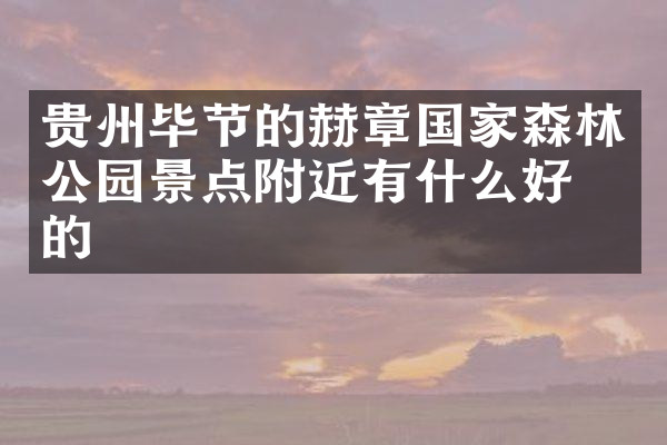 贵州毕节的赫章国家森林公园景点附近有什么好吃的