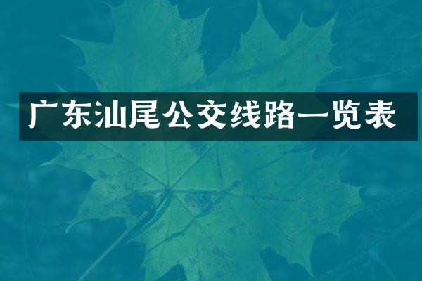 广东汕尾公交线路一览表