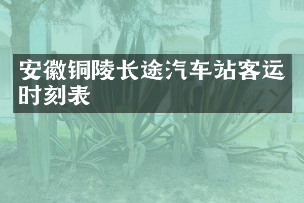 安徽铜陵长途汽车站客运时刻表