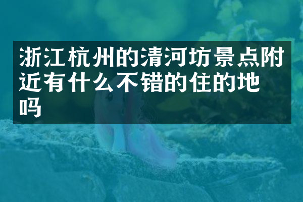 浙江杭州的清河坊景点附近有什么不错的住的地方吗