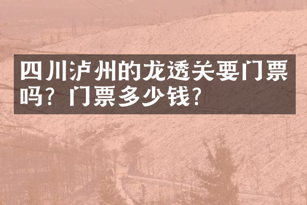 四川泸州的龙透关要门票吗？门票多少钱？
