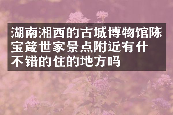湖南湘西的古城博物馆陈宝箴世家景点附近有什么不错的住的地方吗