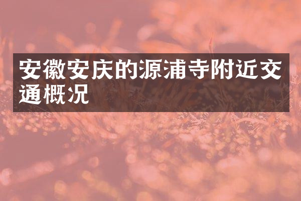 安徽安庆的源浦寺附近交通概况