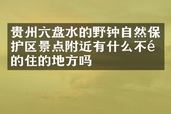 贵州六盘水的野钟自然保护区景点附近有什么不错的住的地方吗