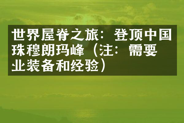 世界屋脊之旅：登顶中国珠穆朗玛峰（注：需要专业装备和经验）