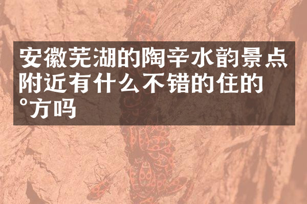 安徽芜湖的陶辛水韵景点附近有什么不错的住的地方吗