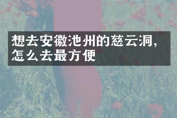 想去安徽池州的慈云洞，怎么去最方便