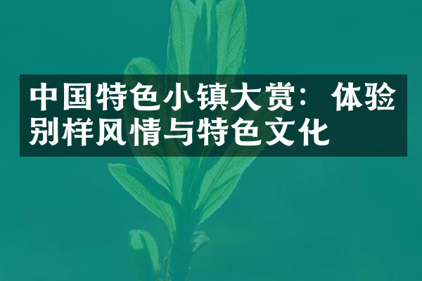 中国特色小镇大赏：体验别样风情与特色文化