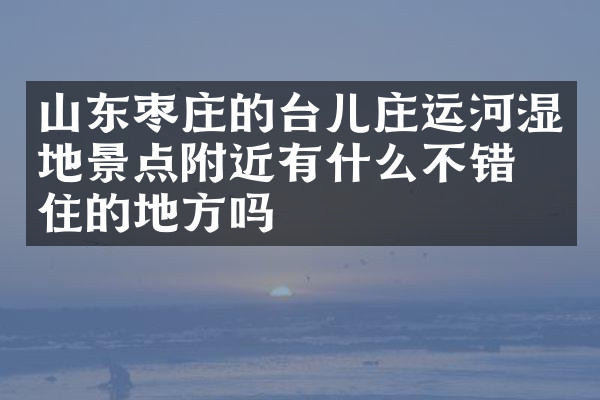 山东枣庄的台儿庄运河湿地景点附近有什么不错的住的地方吗