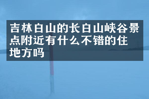 吉林白山的长白山峡谷景点附近有什么不错的住的地方吗