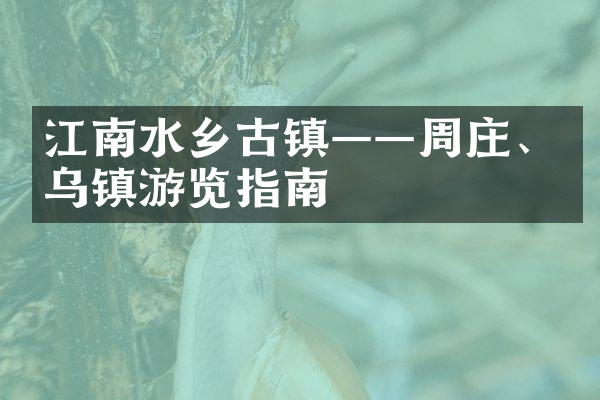 江南水乡古镇——周庄、乌镇游览指南