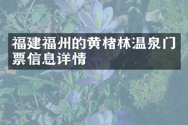 福建福州的黄楮林温泉门票信息详情