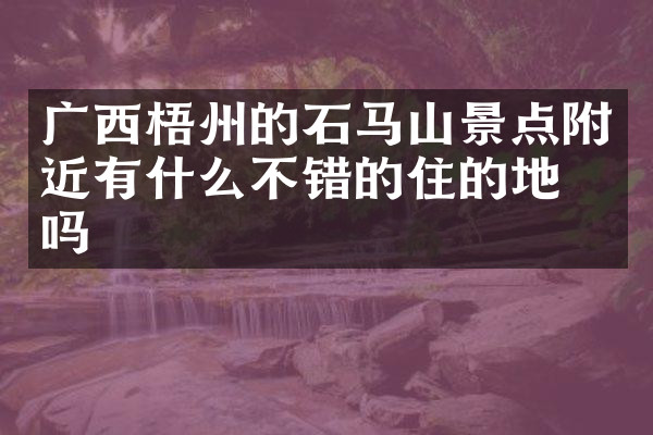 广西梧州的石马山景点附近有什么不错的住的地方吗