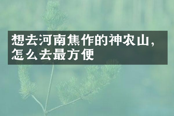 想去河南焦作的神农山，怎么去最方便