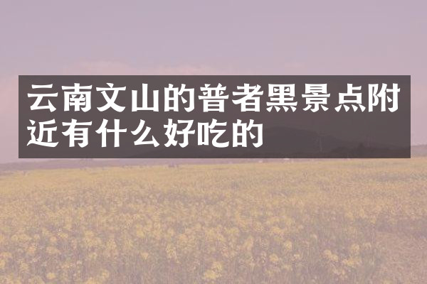 云南文山的普者黑景点附近有什么好吃的