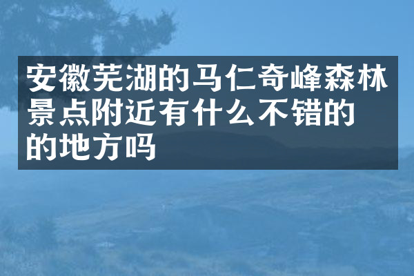 安徽芜湖的马仁奇峰森林景点附近有什么不错的住的地方吗