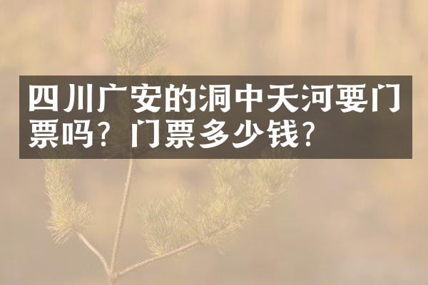 四川广安的洞中天河要门票吗？门票多少钱？