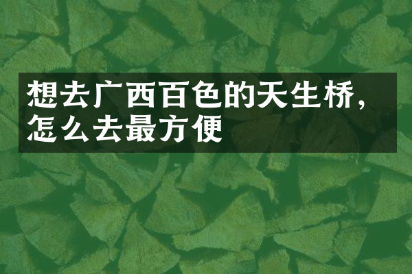 想去广西百色的天生桥，怎么去最方便