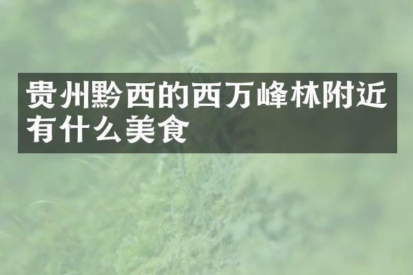贵州黔西的西万峰林附近有什么美食