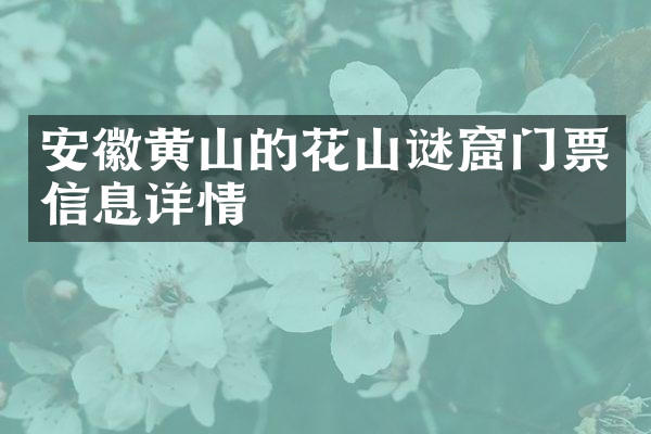 安徽黄山的花山谜窟门票信息详情