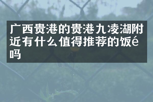 广西贵港的贵港九凌湖附近有什么值得推荐的饭馆吗