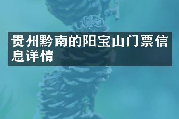 贵州黔南的阳宝山门票信息详情