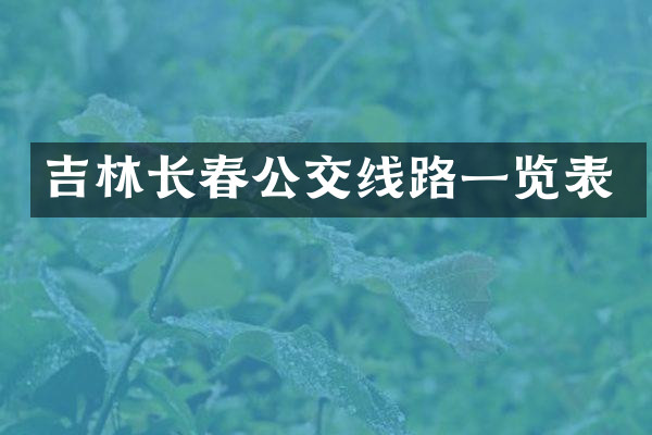 吉林长春公交线路一览表