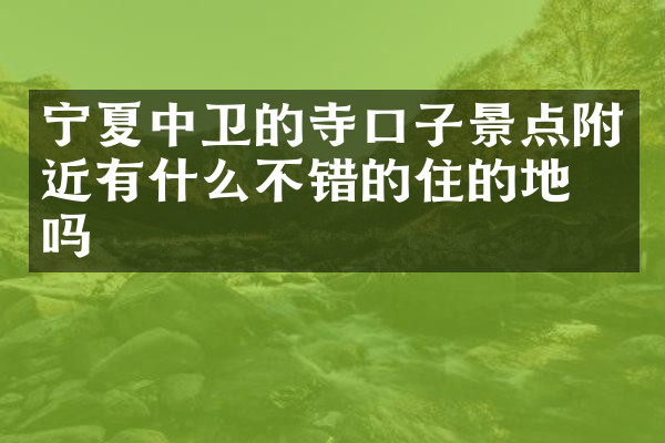 宁夏中卫的寺口子景点附近有什么不错的住的地方吗