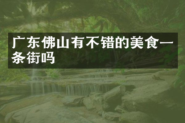 广东佛山有不错的美食一条街吗