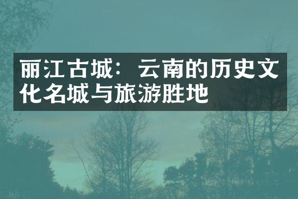 丽江古城：云南的历史文化名城与旅游胜地