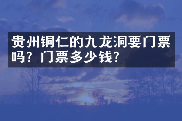 贵州铜仁的九龙洞要门票吗？门票多少钱？