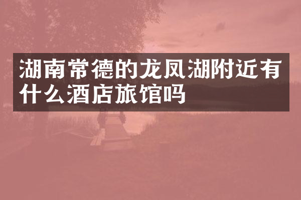 湖南常德的龙凤湖附近有什么酒店旅馆吗