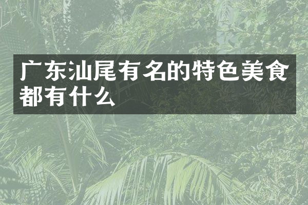 广东汕尾有名的特色美食都有什么