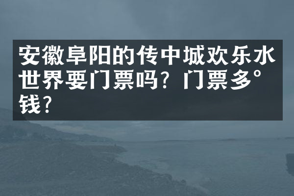 安徽阜阳的传中城欢乐水世界要门票吗？门票多少钱？