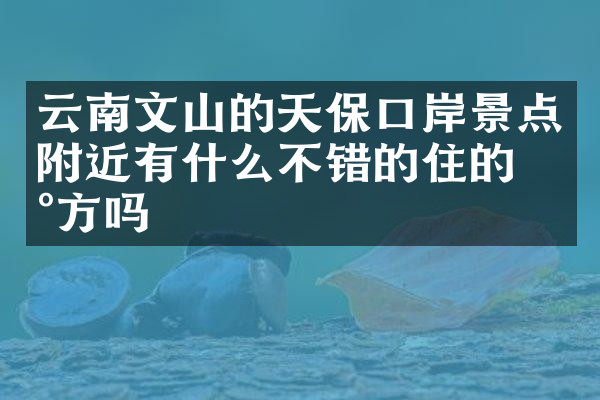 云南文山的天保口岸景点附近有什么不错的住的地方吗