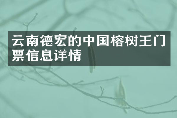 云南德宏的中国榕树王门票信息详情