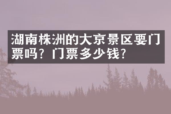 湖南株洲的大京景区要门票吗？门票多少钱？